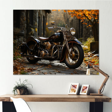 Motorcycle Charm In Winter - Motorcycle Canvas Wall Art